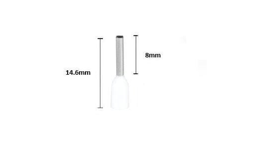 İzoleli Kablo Yüksüğü 0,75mm² - Kablo Yüksük E7508 1000 Adet Beyaz