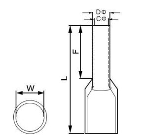 İzoleli Kablo Yüksüğü 1mm² - Kablo Yüksük E1008 1000 Adet Sarı