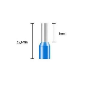 İzoleli Kablo Yüksüğü 2,5mm² - Kablo Yüksük E2508 500 Adet Mavi