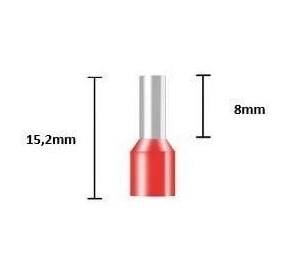 İzoleli Kablo Yüksüğü 1,5mm² - Kablo Yüksük E1508 1000 Adet Kırmızı