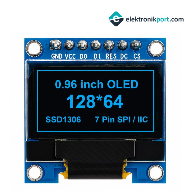 0,96 İnç OLED LCD Ekran Modülü Mavi 7 Pin