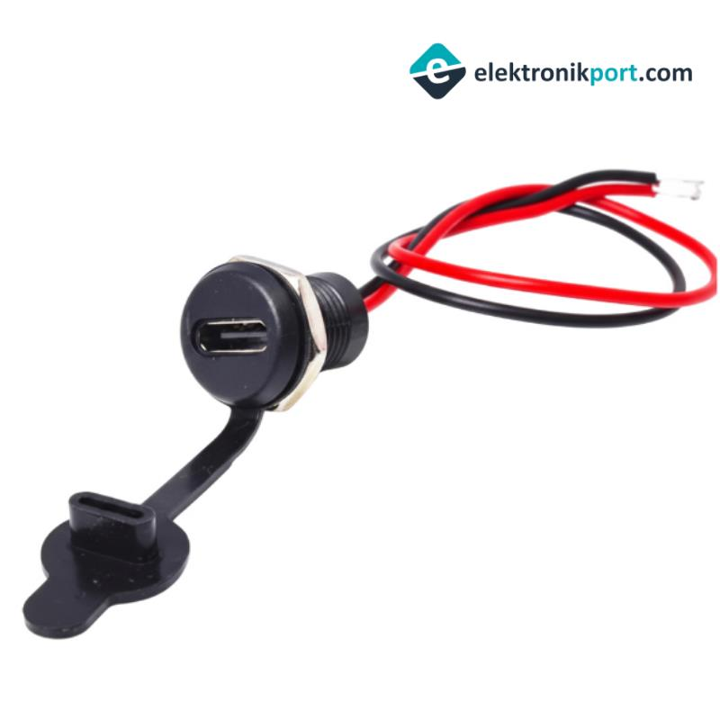 IC-266T-1 Pano Tipi Type-C Şase Dişi 2P Şarj Konnektör