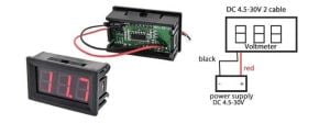 Voltmetre DC 0-30V Panel Tip Dijital Kırmızı 0,56 inch
