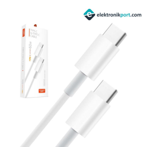 PD60 Type-C to Type-C 60W  Beyaz 1 Metre Şarj Data Kablosu
