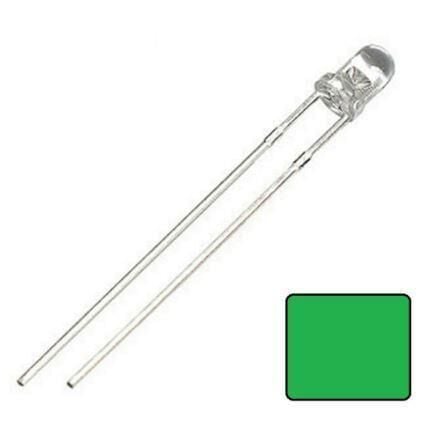 LED 3mm Yeşil Şeffaf 10 adet