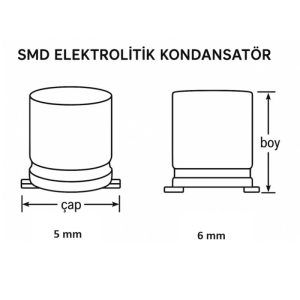 4,7uF 50V SMD Elektrolitik Kondansatör 5x6mm