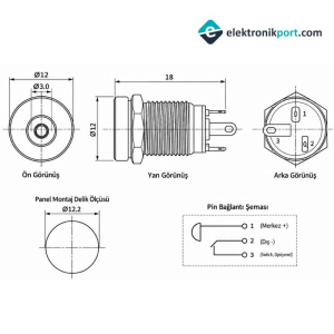 IC-257-3 DC Jak 3.0mm Somunlu 12mm