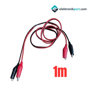 Krokodil Kablosu 2 Uçlu (Erkek-Erkek) 1 Metre Kırmızı-Siyah