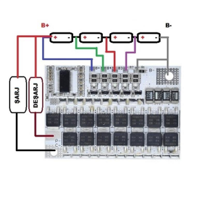 5S 100A 18V BMS 18650 Li-ion Pil Korumalı Balans Devresi