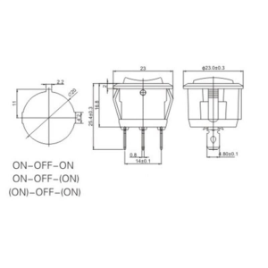 IC-134 Yuvarlak Işıksız Anahtar On-Off-On 3P