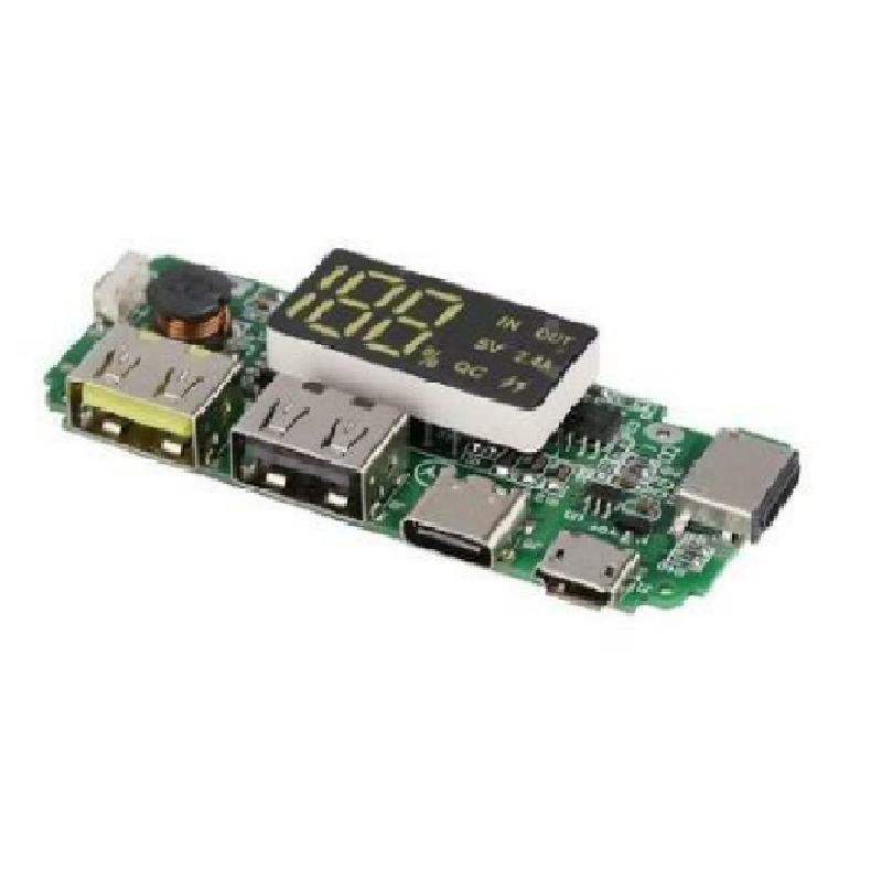 Çift USB 5V 2,4A Ledli Micro Type-C Powerbank Modülü