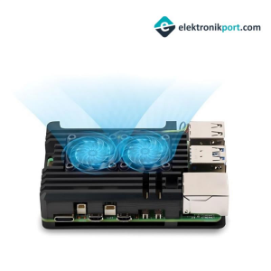 Raspberry Pi 5 Çift Fanlı Alüminyum Kasa Soğutucu