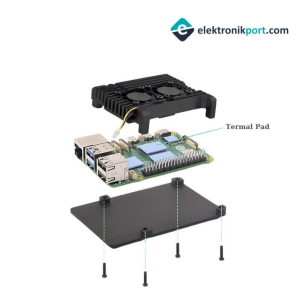Raspberry Pi 5 Çift Fanlı Alüminyum Kasa Soğutucu