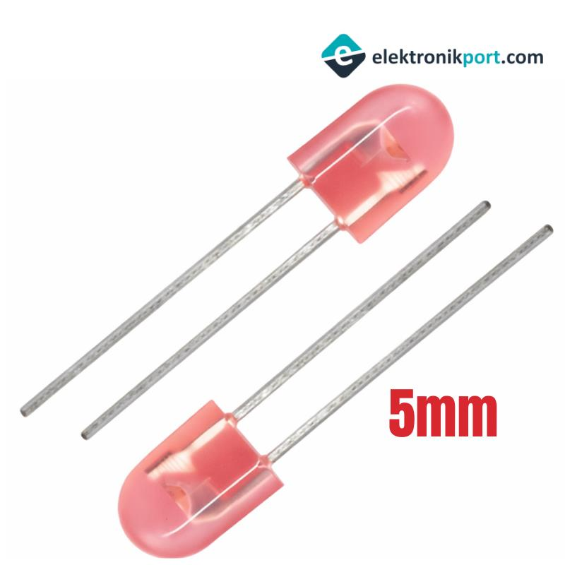Led 5mm Kırmızı Şeffaf Oval Difused 10 Adet