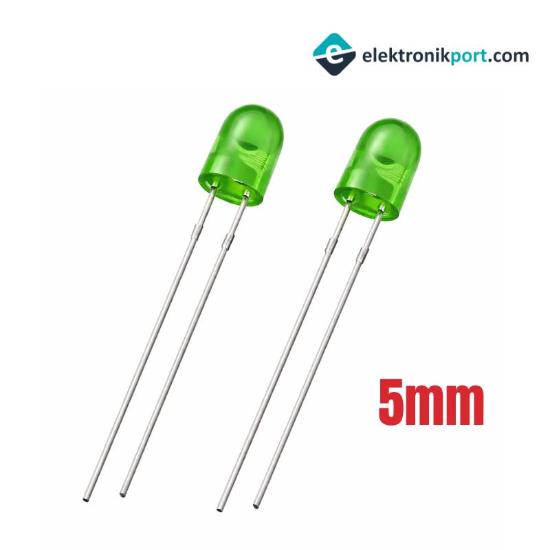 Led 5mm Yeşil Oval Difused 10 Adet