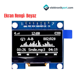 1,3 inch 128x64 7 Pin Beyaz Oled Ekran Modülü White