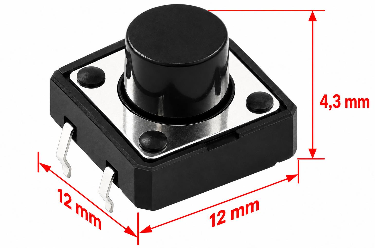12x12x4,3 mm Tach Buton (4 Bacak)