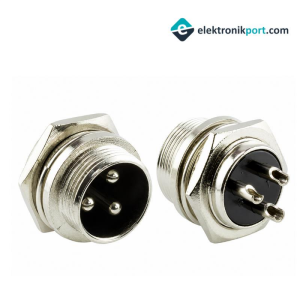 3 PİNLİ MAYK FİŞ ERKEK ŞASE (M16 - 16MM)