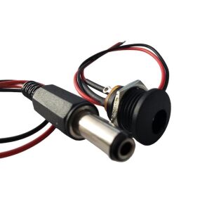 Power Konnektör Seti 2.5mm Panel Tip Erkek - Dişi Kablolu - 20 + 20cm