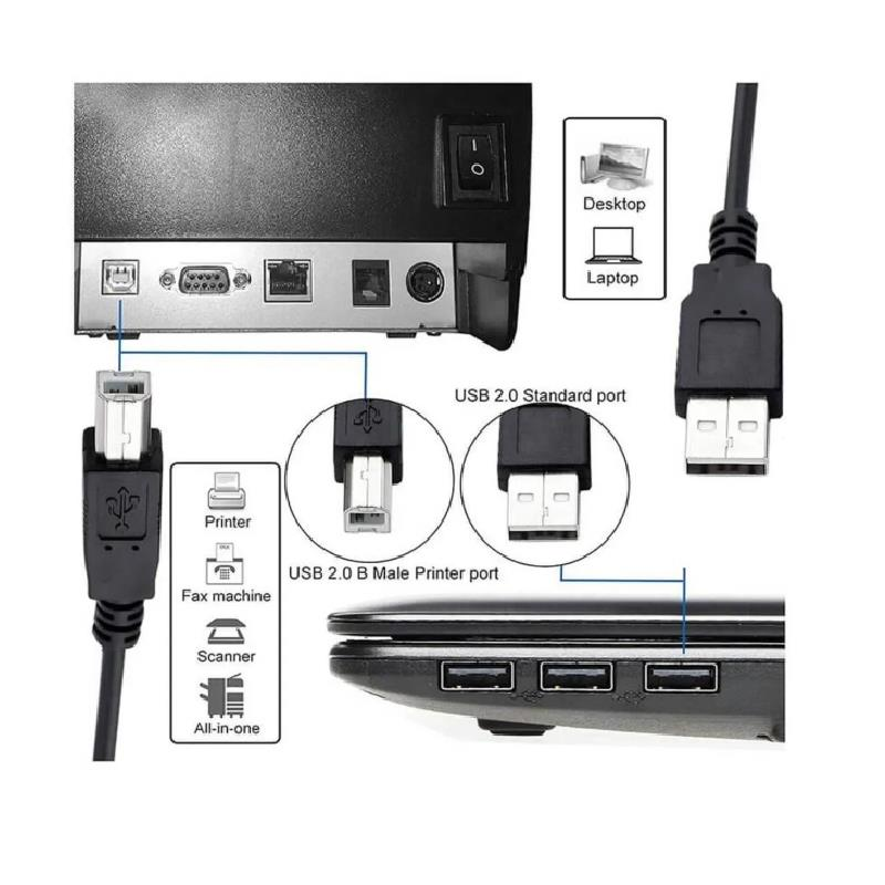 Usb 2.0 Yazıcı Kablosu - Lazer Yazıcı Kablosu - Usb Type B Printer Kablosu - 70cm