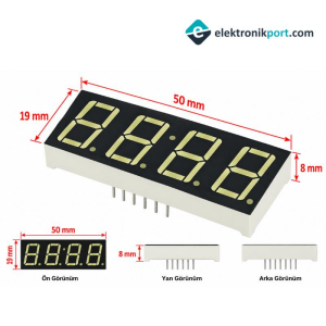 0,56 inç 4'lü 7 Segment Display 4 Digit 12 pin - Ortak Katot