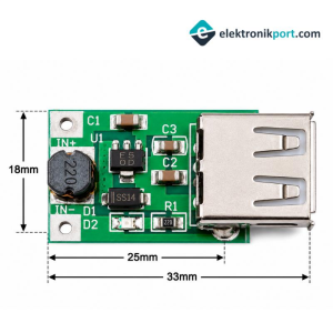 5V 1200mA USB Çıkışlı Dc-Dc Boost Dönüştürücü