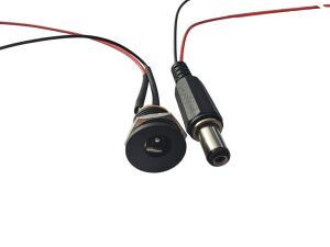 Power Konnektör Seti 2.1mm Panel Tip Erkek - Dişi Kablolu - 20 + 20cm
