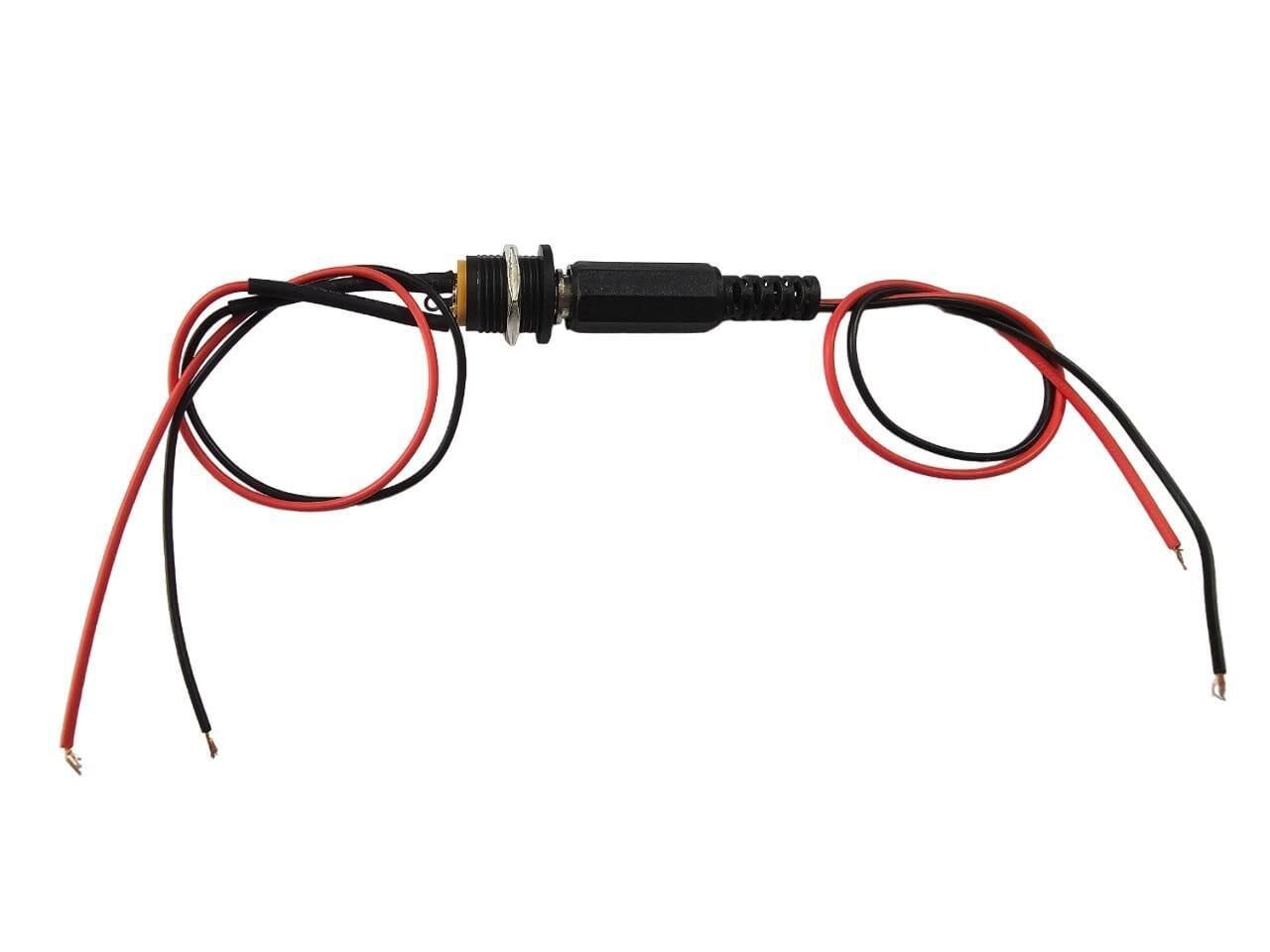 Power Konnektör Seti 2.1mm Panel Tip Erkek - Dişi Kablolu - 20 + 20cm