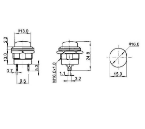 16mm Yaylı Push Buton Kırmızı R13-507
