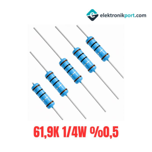 61,9K 1/4W %0,5 Tolerans Metalfilm Direnç - 100 Adet