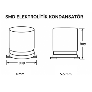 1uF 50V SMD Elektrolitik Kondansatör 4x5.5mm