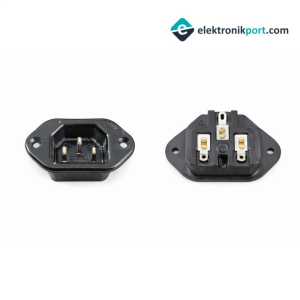 IEC C14 Erkek Power Kablo Soketi Üçlü Kulaklı