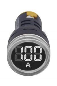 Pano Tipi Dijital Voltmetre - Ampermetre | 22mm Ø |24-450v | Ledli | Beyaz