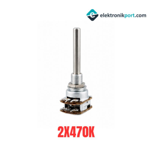 2x470K Çift Katlı (Stereo) Potansiyometre - Somunlu/Pullu