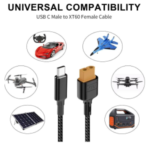 USB-C'den XT60 Dönüştürücü Şarj Kablosu Power Kablosu 1 Metre
