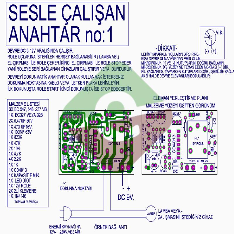 Sesle Çalışan Anahtar Demonte kit Kendin Yap (NO:1)