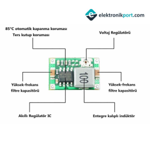 2A Mini Ayarlanabilir Voltaj Düşürücü Regülatör Kartı