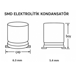100uF 16V SMD Elektrolitik Kondansatör 6.3x5.4mm