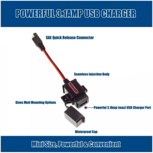 MOTOPOWER MP0609AA-UK 3.1Amp Su Geçirmez Motosiklet USB Şarj Cihazı Kiti