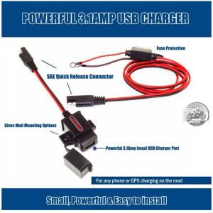 MOTOPOWER MP0609AA-UK 3.1Amp Su Geçirmez Motosiklet USB Şarj Cihazı Kiti