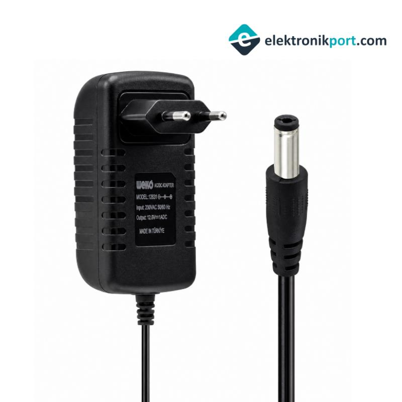 12.6V 1A 5.5x2.5mm Uçlu Kırmızı-Yeşil LED Göstergeli Priz Tipi Şarj Adaptörü