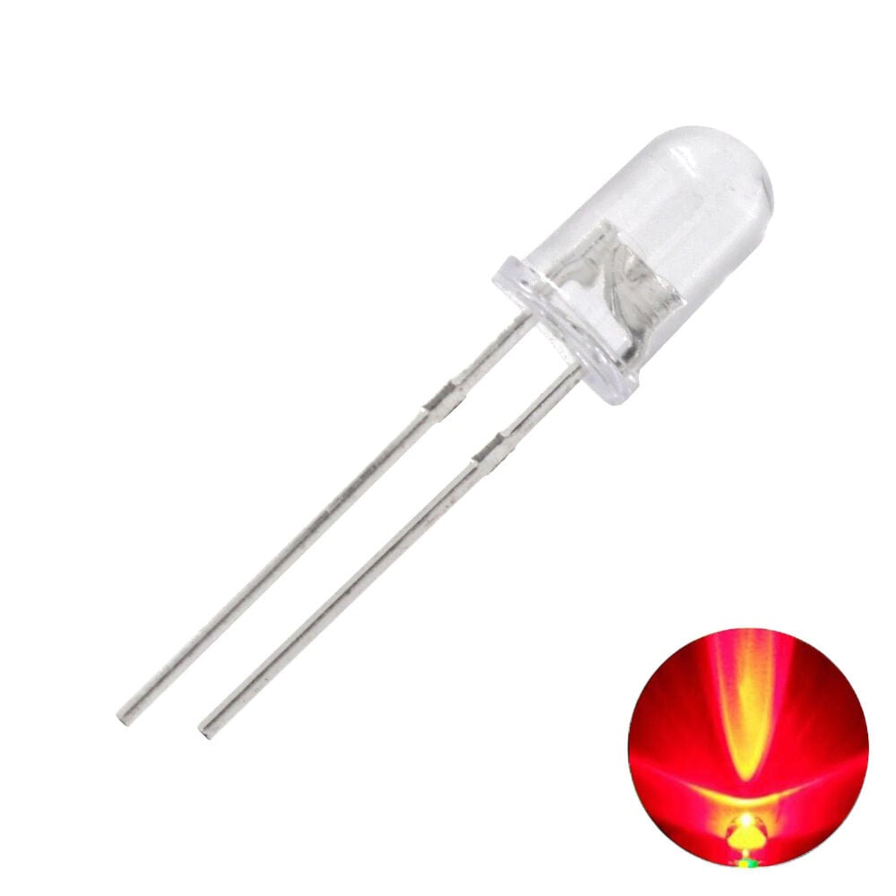 LED 5mm Kırmızı Şeffaf (10 Adet)