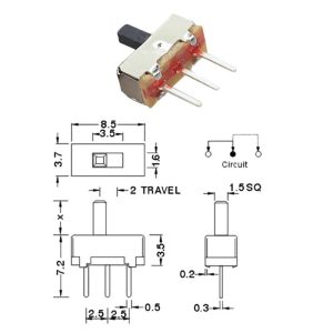 IC-205-S Mikro Slide Switch ON-OFF 3P PCB