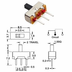 IC-205-S Mikro Slide Switch ON-OFF 3P PCB