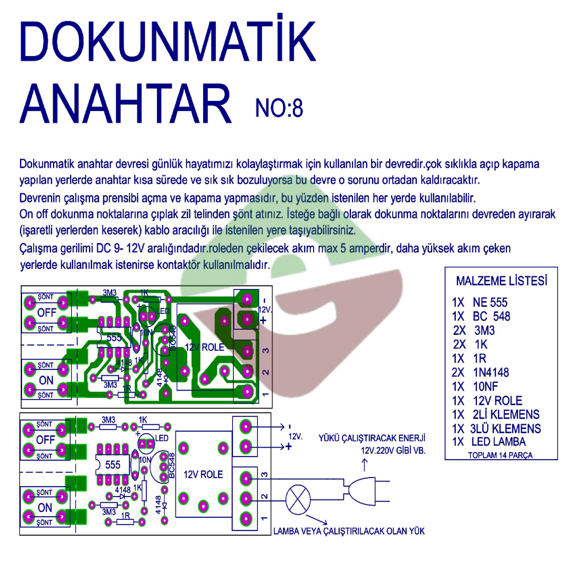 Dokunmatik Anahtar Demonte Devresi Kendin Yap (NO:8)