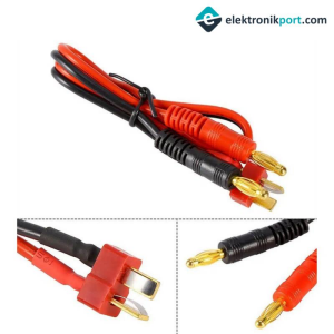 4 Mm Banana - Erkek T Plug Dönüştürücü Kablo - 20 Cm