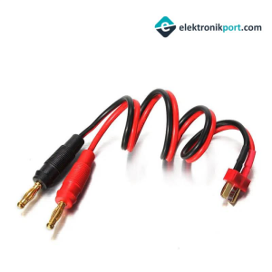 4 Mm Banana - Erkek T Plug Dönüştürücü Kablo - 20 Cm