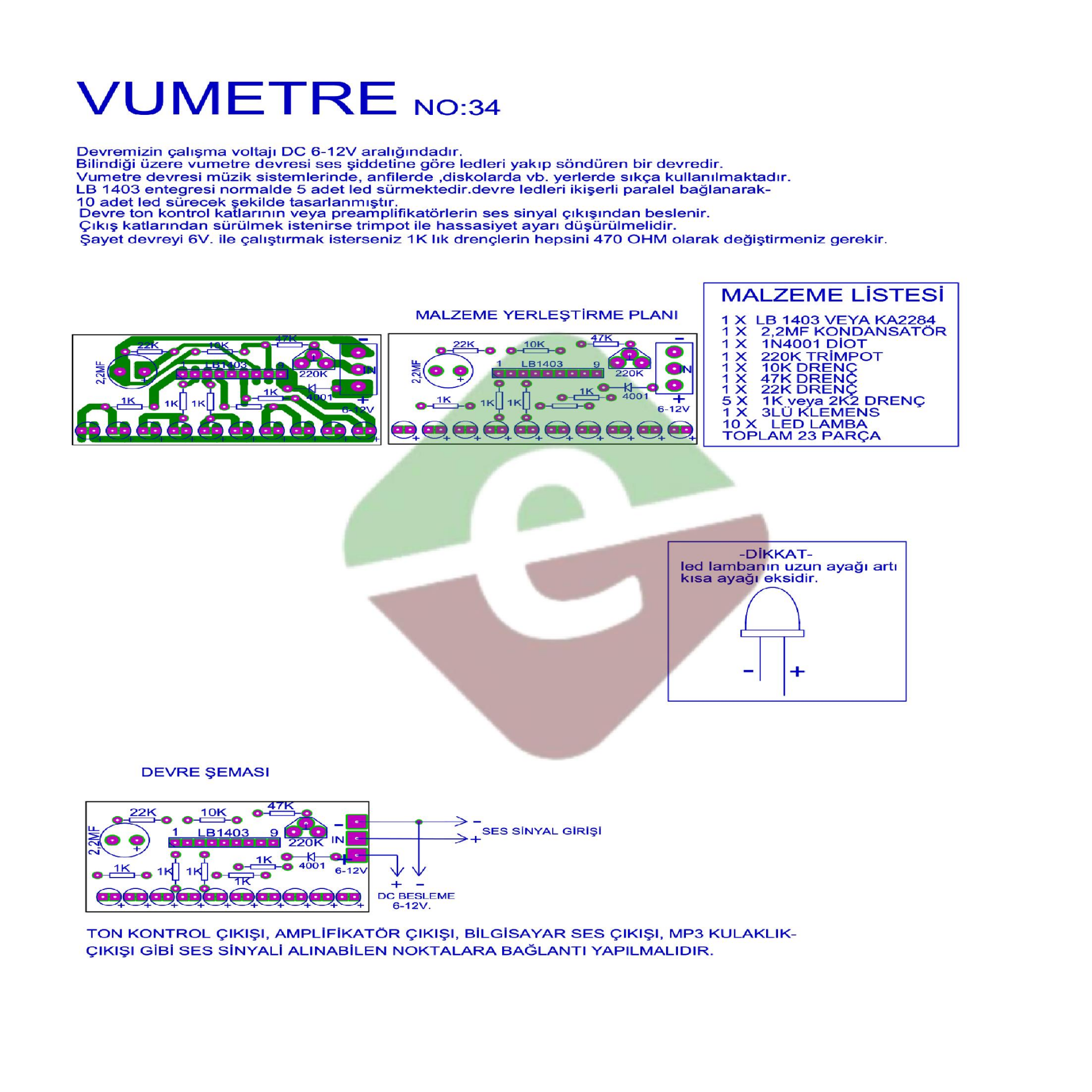 Mono Vumetre Demonte Kit Kendin Yap (NO:34)