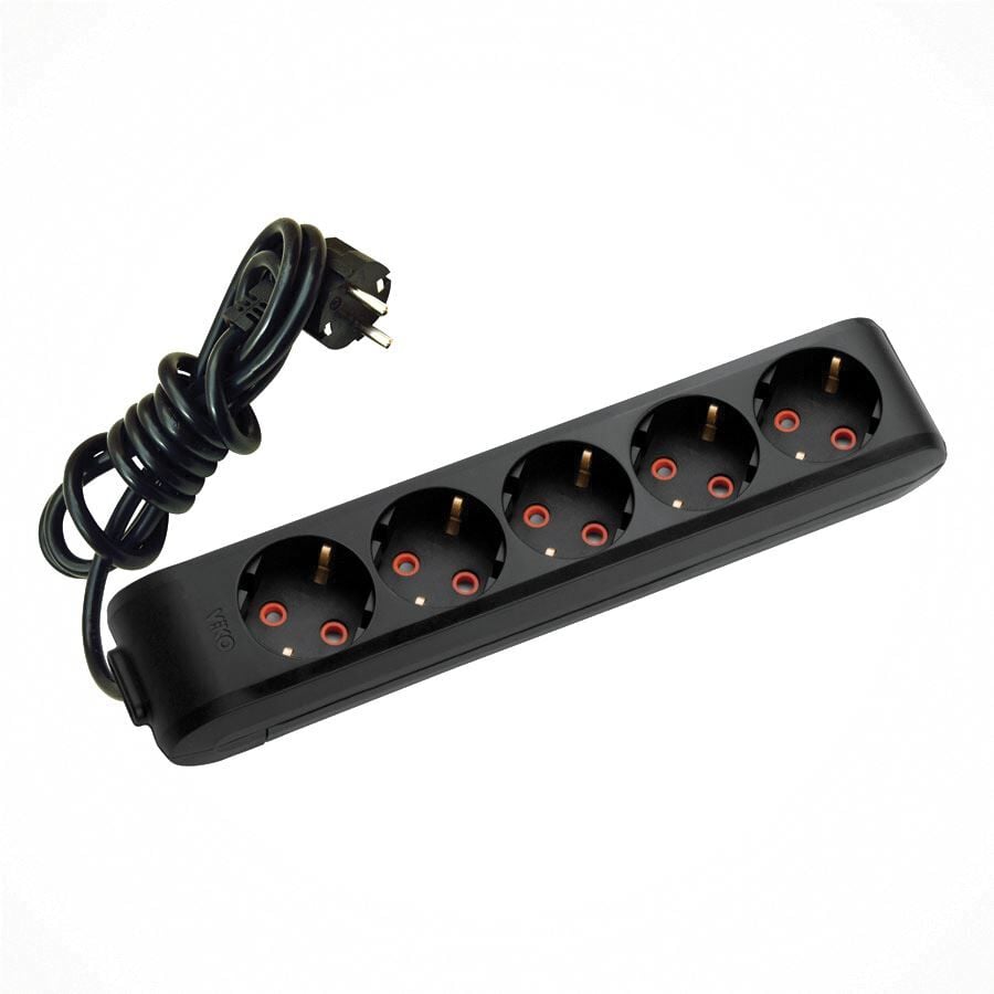 Viko Topraklı Beşli Priz 2mt Siyah