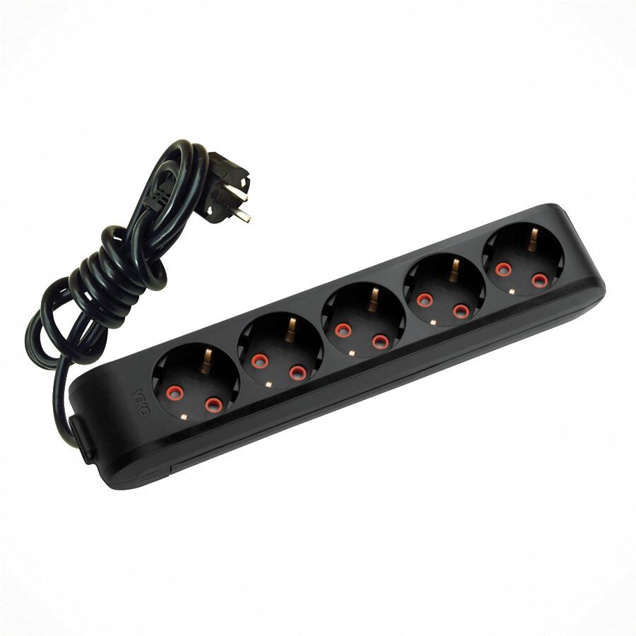 Viko Topraklı Beşli Priz 2mt Siyah